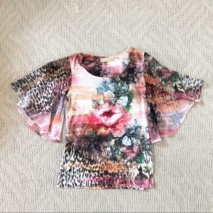 Impulse California Women’s Bell Sleeve Blouse Top Size Small EUC